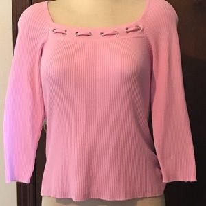 Sweater Pink Cropped 3/4 sleeves ribbed soft